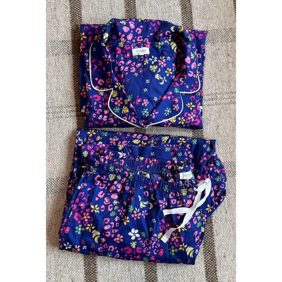 Bedhead Pajama Set Organic Cotton Sateen Jungle Cat Women’s 2X Pants Top Blue - Picture 1 of 16